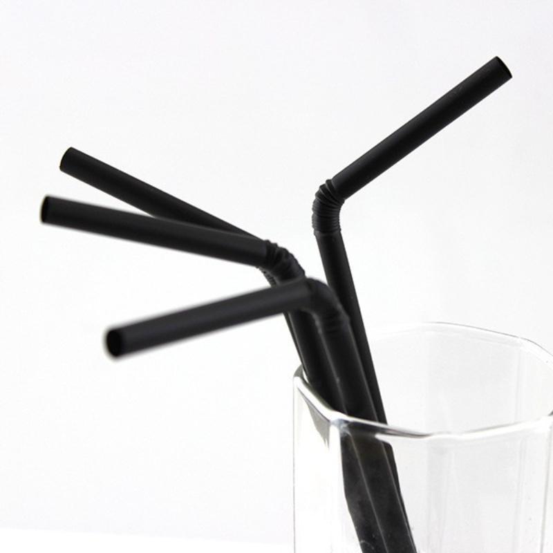 100Pcs Disposable 210Mm Black Pp Straight Drinking Straws Food Grade Bpa Free For Home Coffee Shops Daily Use
