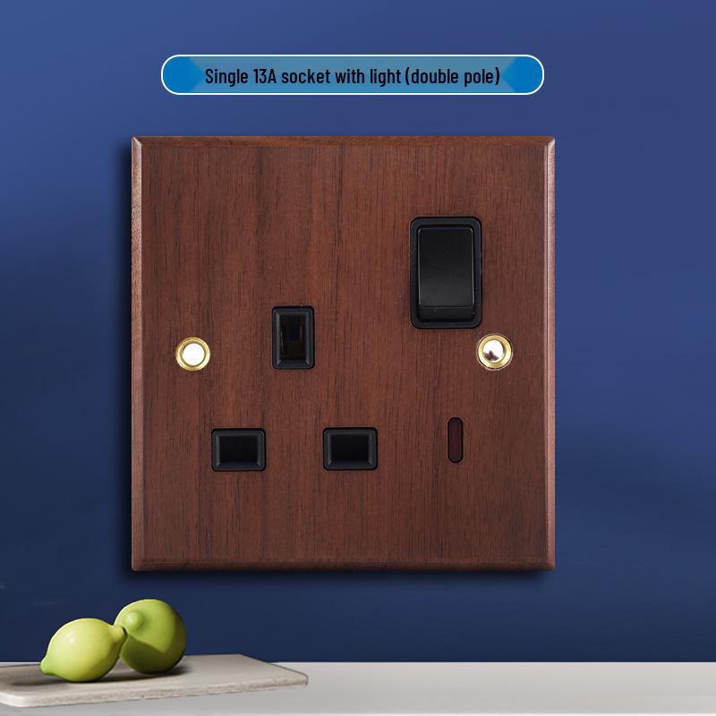 13A British Standard USB Switch Socket, Grey, Wall-Mounted, Multi-Function, One-Gang, Three-Hole Panel