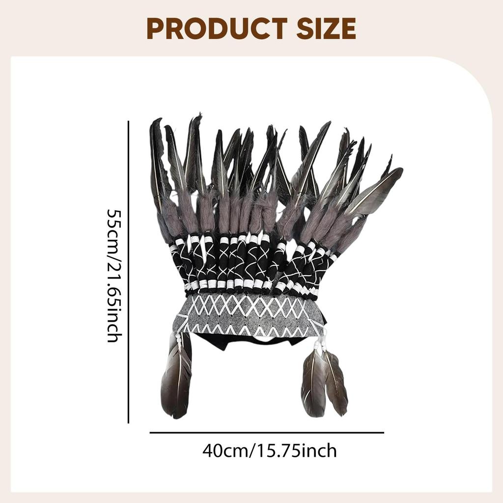 Chief Indian Hat Feather Headdress Headwear for Party Stage Masquerade Carnival