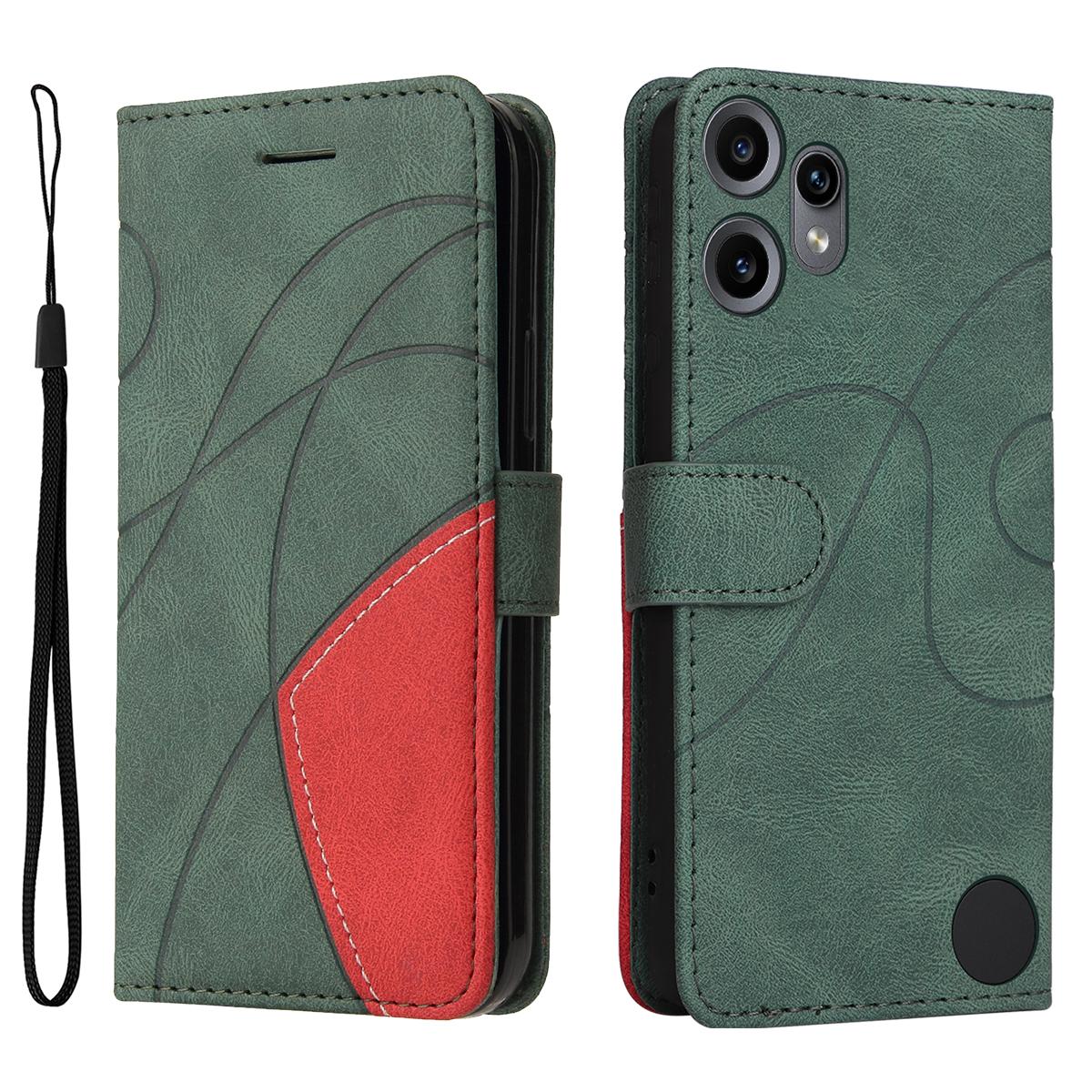 

For Nothing CMF Phone 2 Pro Leather Phone Case Stand Wallet with Bi-colour Splicing Design Green