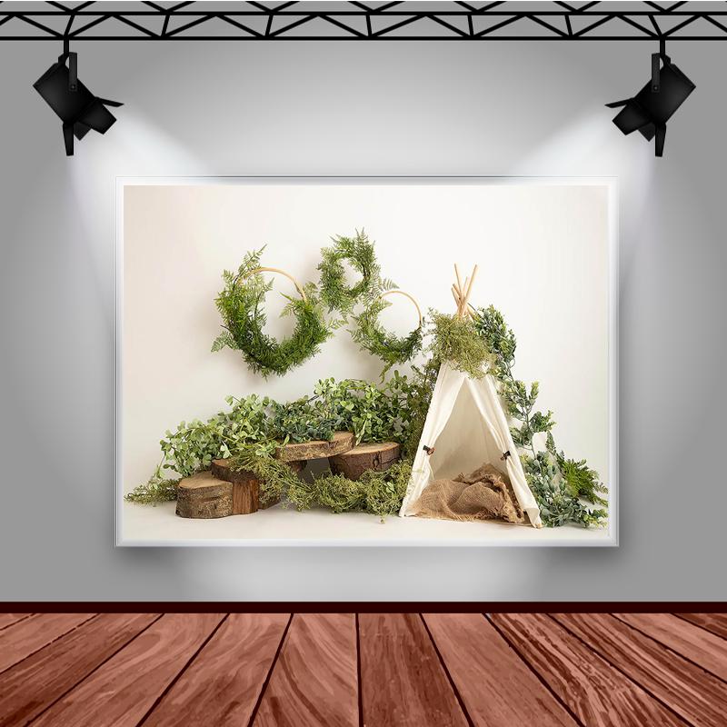Mocsicka Spring Photography Backdrops Baby Shower Photo Wallpaper Tent Green Leaf Decoration Child Birthday Photocall Background