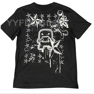 Retro Guitar Playing Domo T Shirt Harajuku Fashion Cartoon Print Tshirt Unisex Women Summer Cotton Round Neck Short Sleeve Tee Top