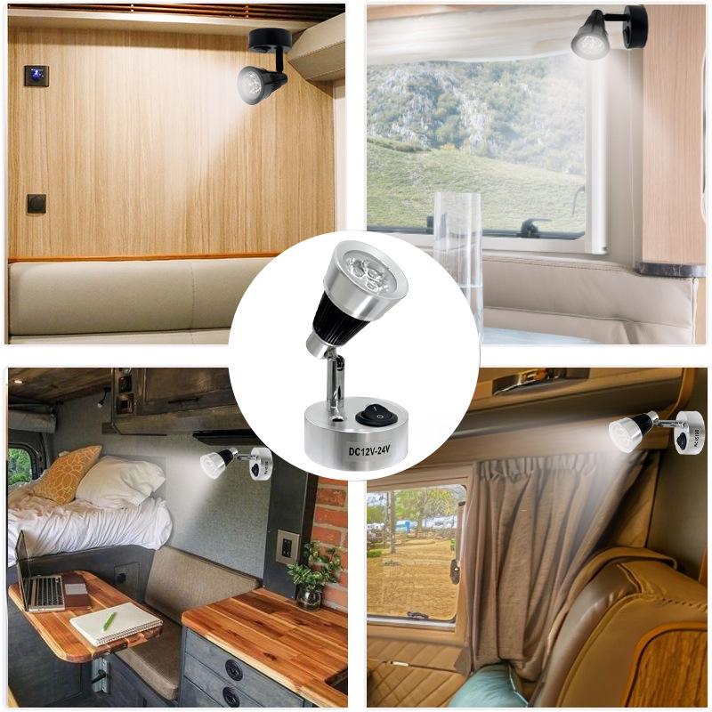 LED Boat & RV Reading Spotlight, 12-24V, Low Voltage, Bedside Light for Yacht or RV Modification