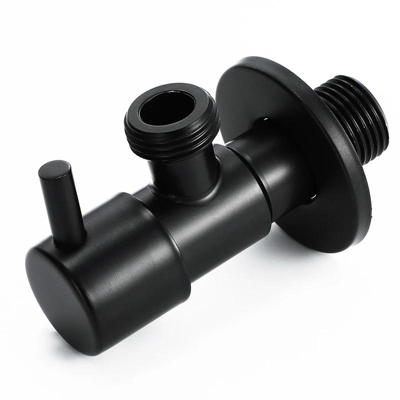 Black Angle Valve 304 Stainless Steel Water Stop Valve Leak-Proof Water Cold And Hot General Bathroom Accessories