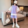 Completo estivo 2025 per bambina stile coreano con top a maniche corte e pantaloncini
