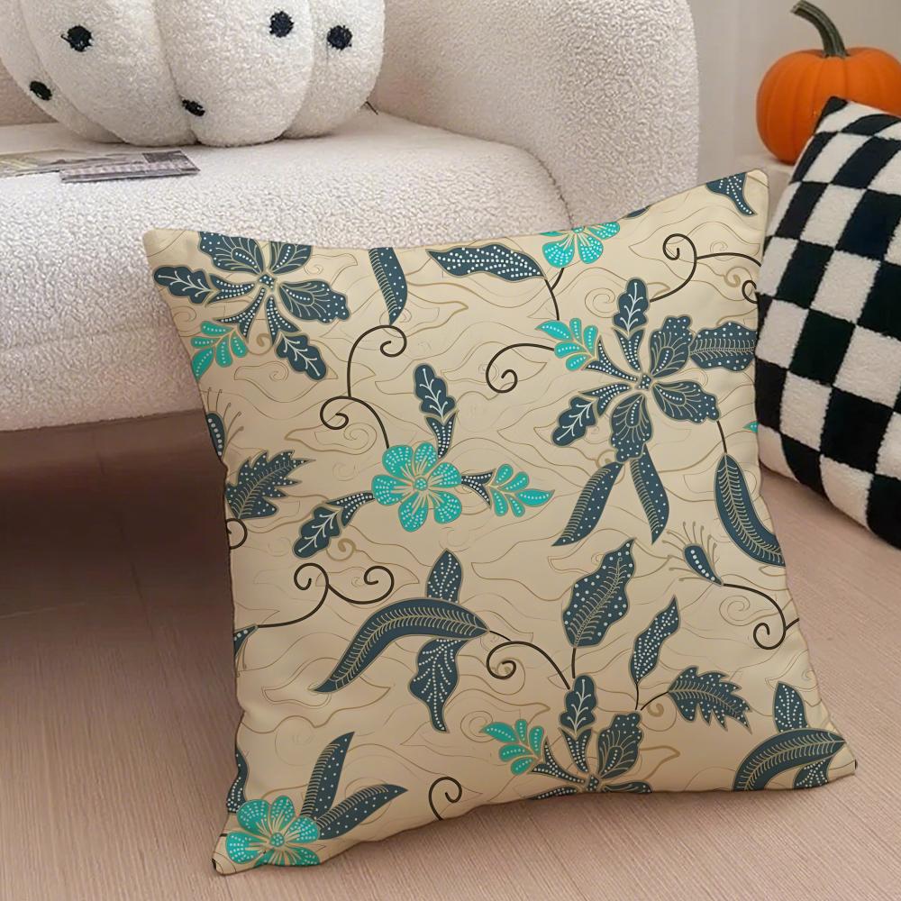 Indonesia Batik Cushion Cover Throw Pillow Cover Hidden Button Durable Polyester Chair Cushion