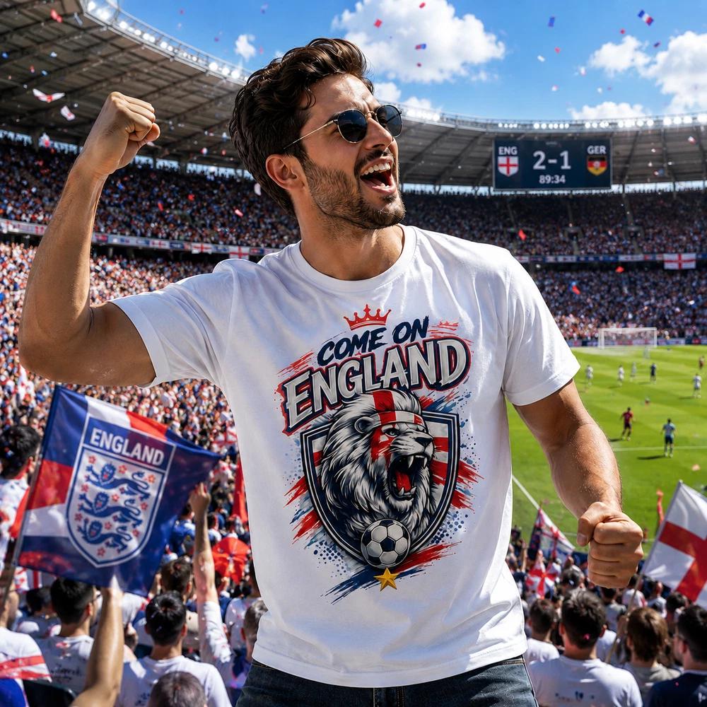 Come On England Fan T Shirt Country Supporter Sports Gift 2XL