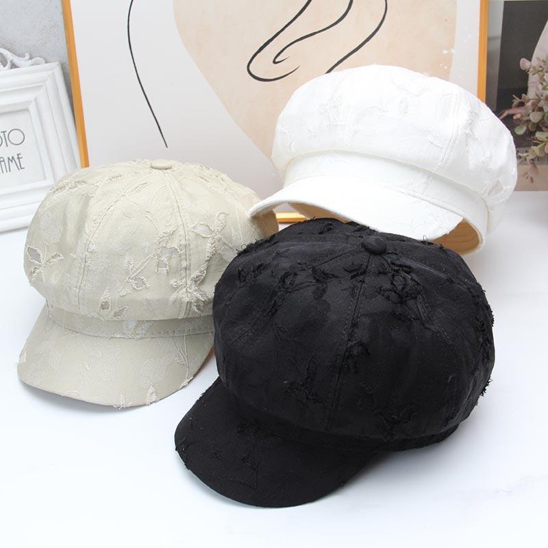 Retro hole old octagonal hat children early autumn beret versatile temperament elegant face little painter hat
