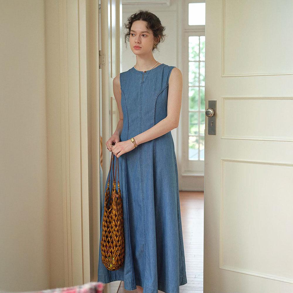 Simpeulleteulo Sr_Faux Denim Tank Dress