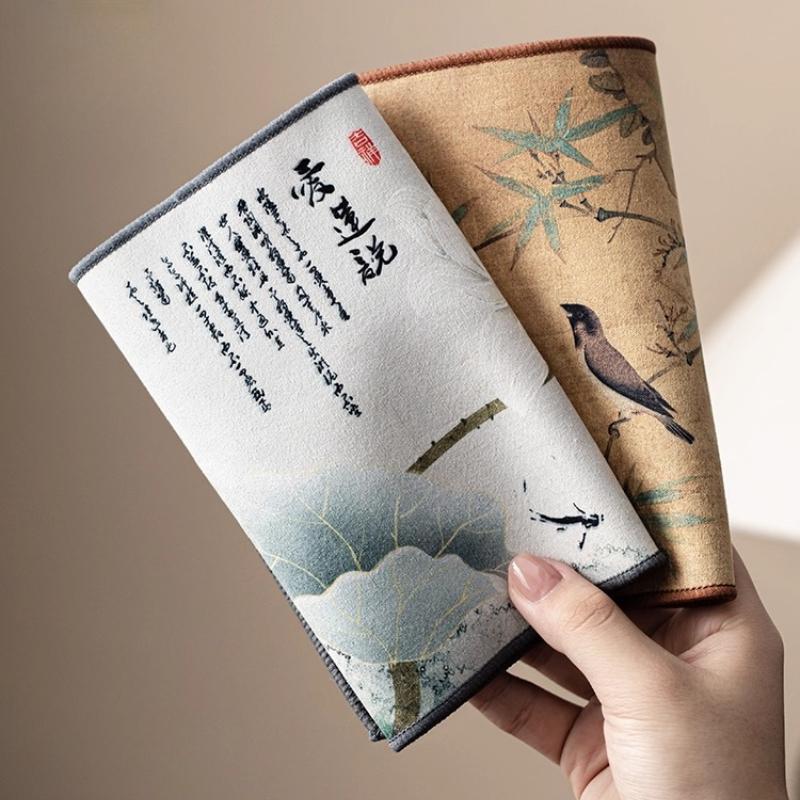 Chinese style national style thickened absorbent cotton lint tea towel tablecloth pot towel tea table thermal insulation pad