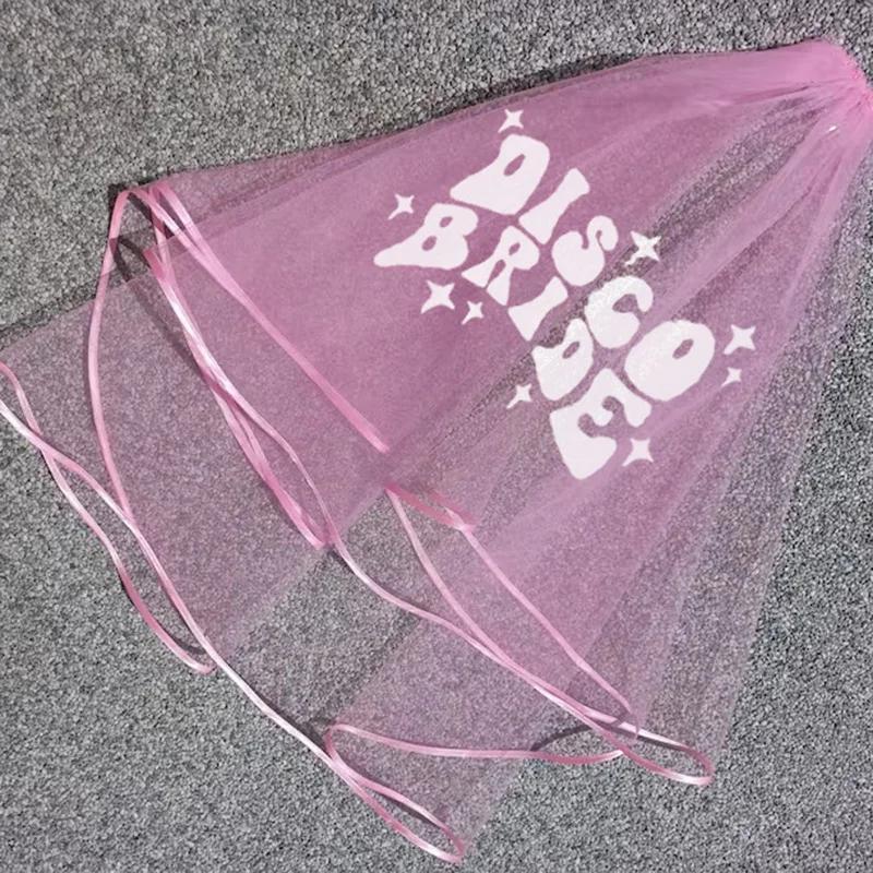 

Last Disco bride pink veil Retro Bach weekend Groovy Bachelorette hen Party Wedding bridal shower bride to be decoration gift