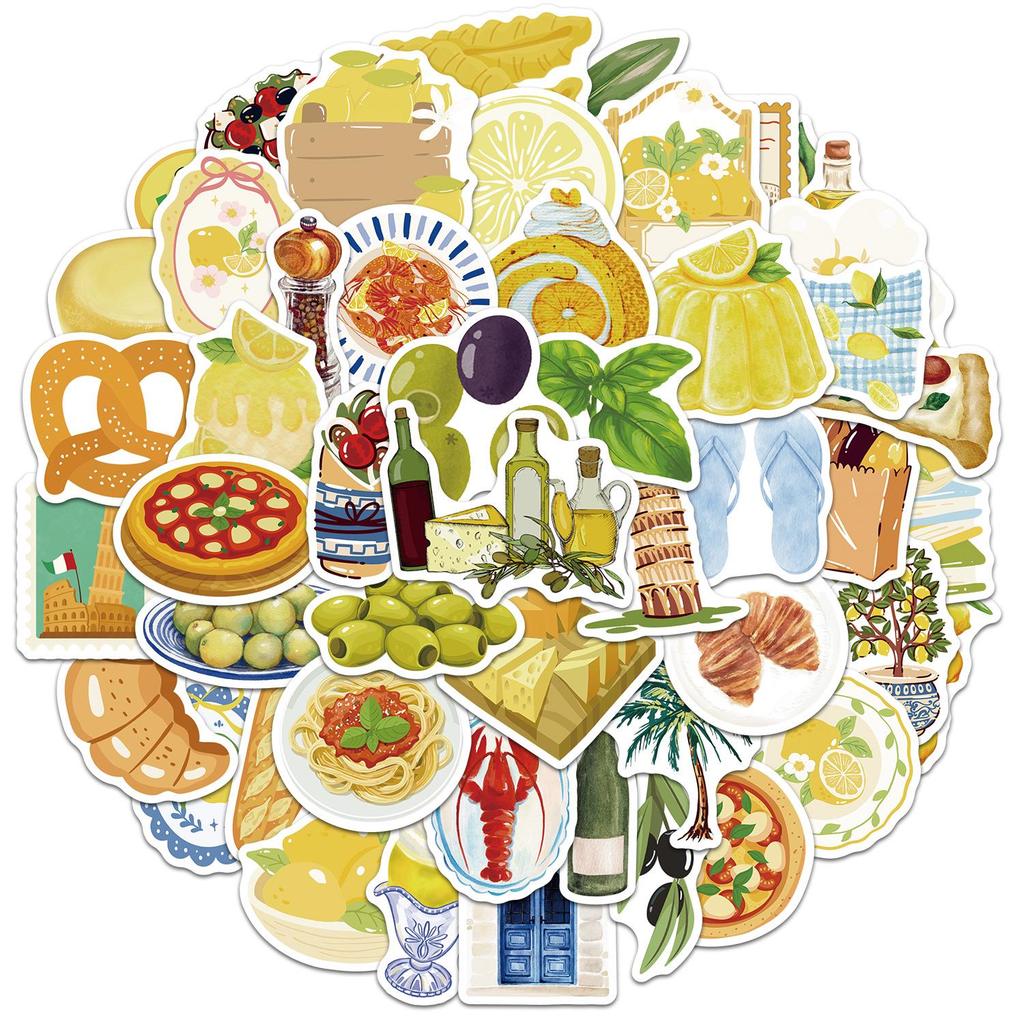 50 Mediterranean Lemon Coast Waterproof Graffiti Stickers for Suitcases
