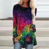 Fashion Women's  Printed Long Sleeve Round-Neck T-Shirt Long Style Tops