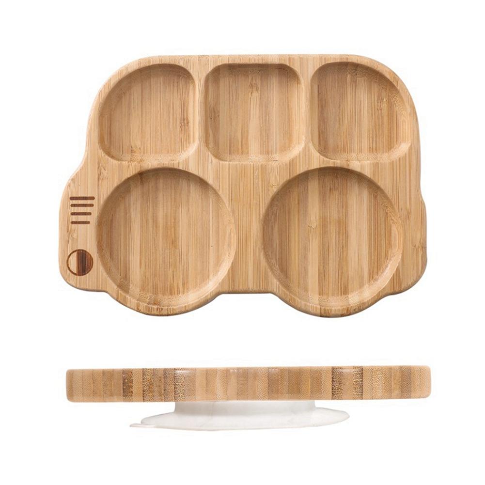 Creative Wood Color Bamboo Compartmentalized Dinner Plate Food Tray