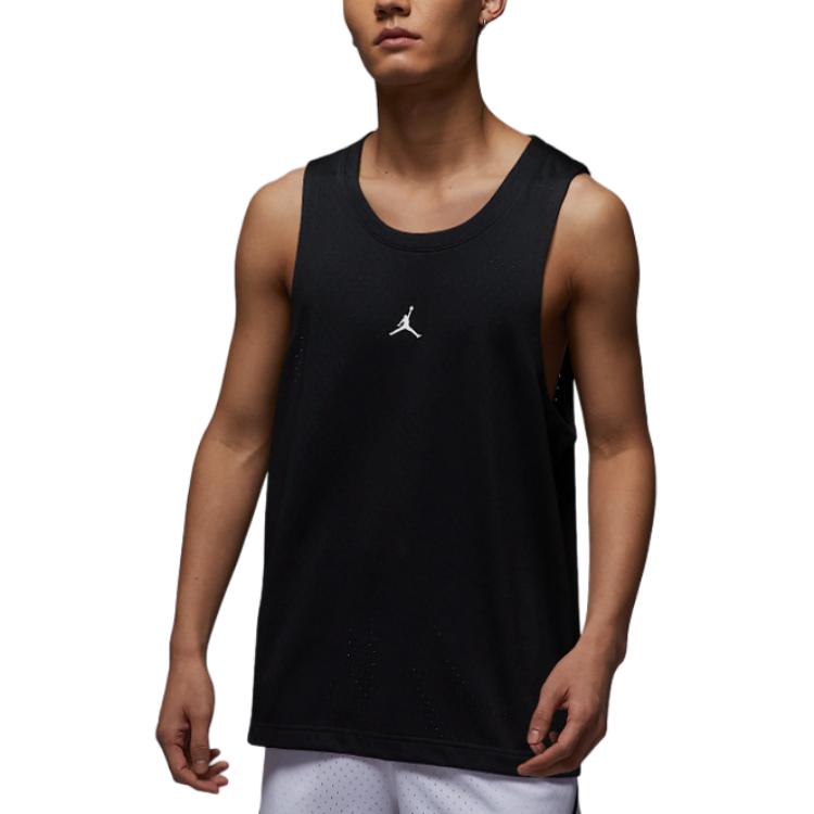 Jordan Sport Dri-FIT Simple Comfortable Sleeveless Solid Color Basketball Jersey Men Tops Black White HF9950-010