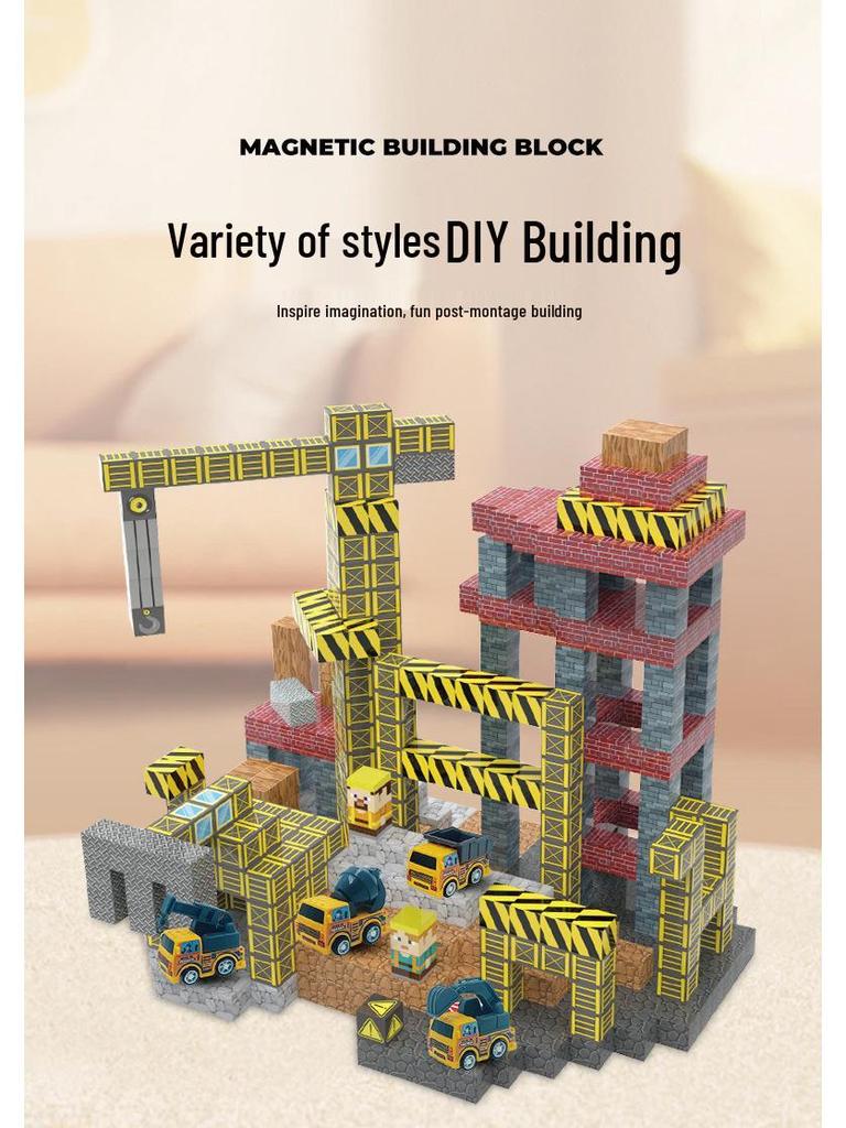 2.0cm DIY Magnetic Building Blocks with Lights - Magnetic Cubes Military Engineering Farm Set