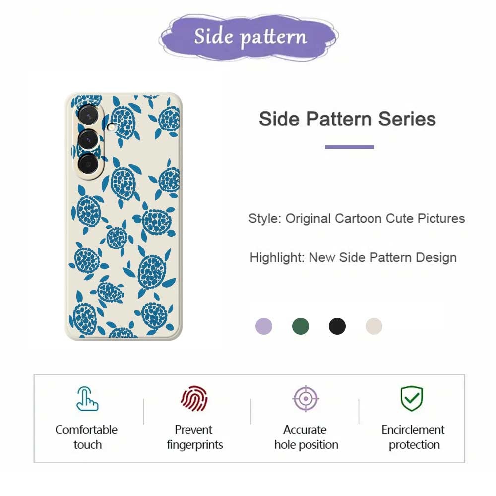 For Samsung Galaxy A36 5G Case Blue Turtle Pattern Printing Straight Edge TPU Phone Back Cover