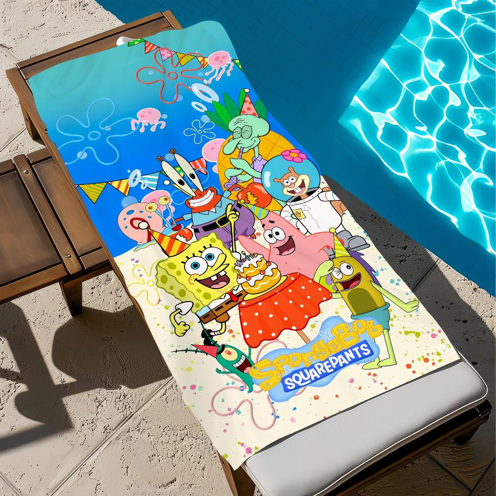 S-SpongeBob CUTE Towel Large Quick-Drying Microfiber soft S-SquarePants-s Beach Towel for Travel Fitness Sauna Bathing Camping
