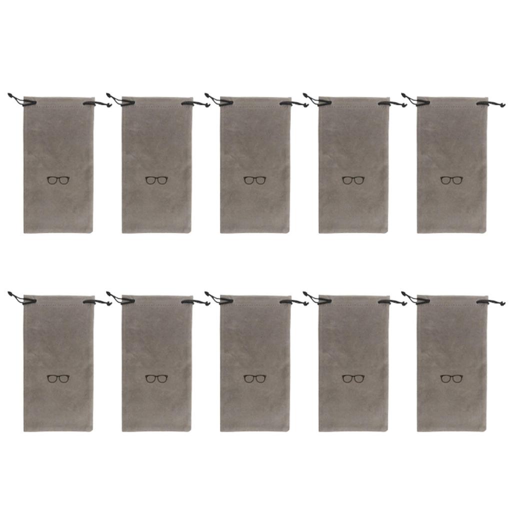 10 Pcs Soft Sunglasses Bag Drawstring Flocking Fabric Dust Proof Pouch Pocket Glasses Carry Bag Portable Eyewear Container