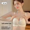 Coquette Lace Petal Soft Support Wireless Bra, Push Up Anti-Sag Side Gathering Small Bust Women Bra