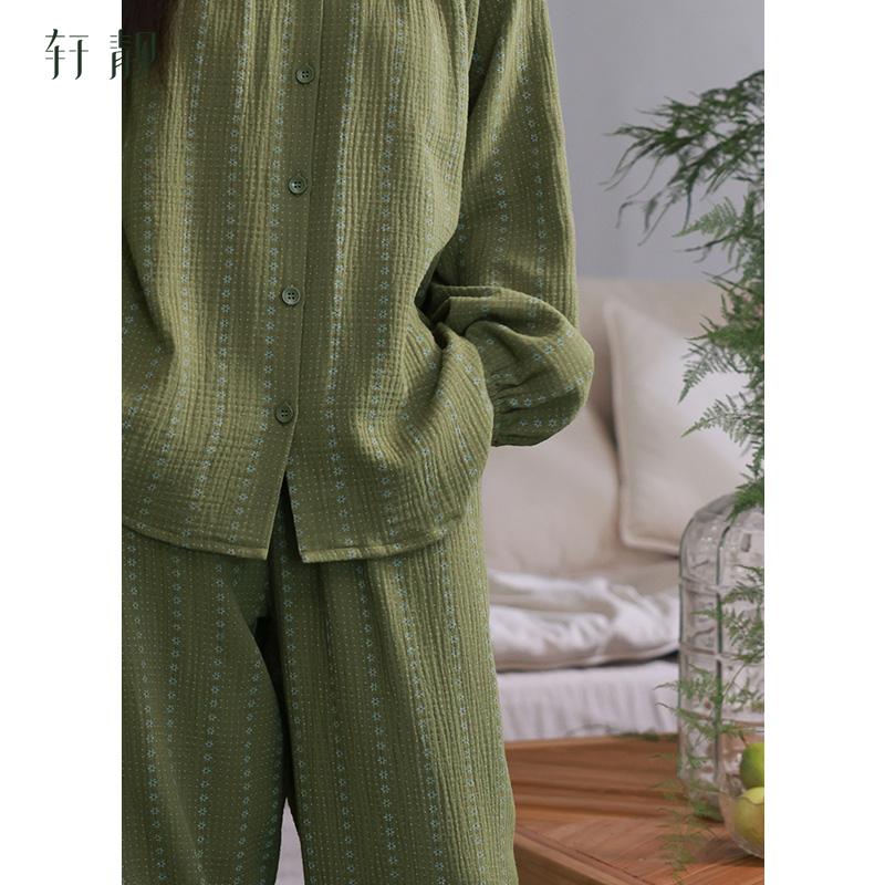Xuan Liang Pure Cotton Pajama Women's Spring and Autumn Long Sleeve Double Layer Gauze Full Cotton Premium Loose Four Season Home Furnishing Set