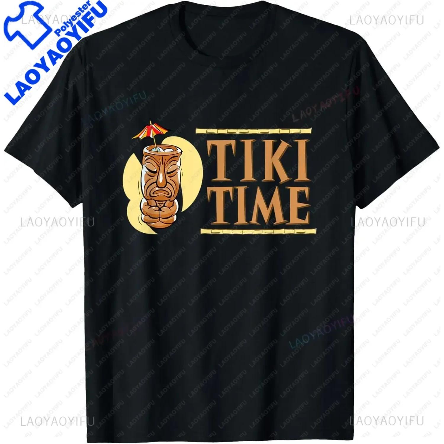 2026 New Fashion Tiki Bartender Kahuna Tropical Drinks Cocktails Luao Party Unisex T-Shirt Tiki Graphic T Shirts Tops Streetwear S чёрный
