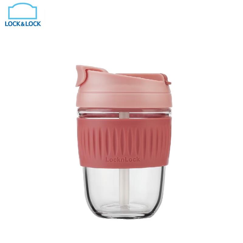 LOCK&LOCK 350ML Portable Borosilicate Glass Straw Cup