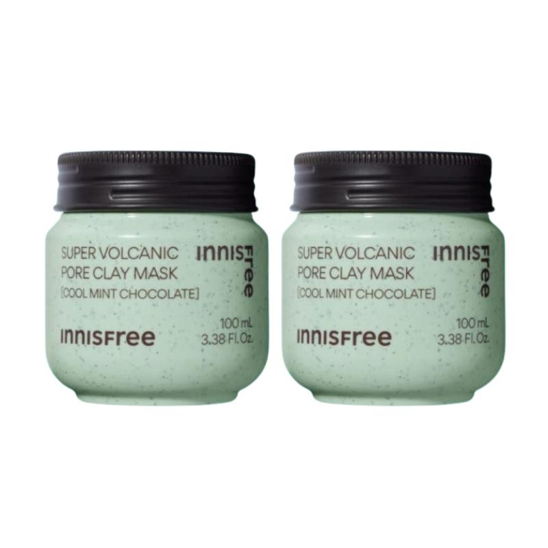 Innisfree Super Volcanic Pore Clay Mask 100ml | Cool Mint Chocolate Deep Cleansing & Pore Care Pack