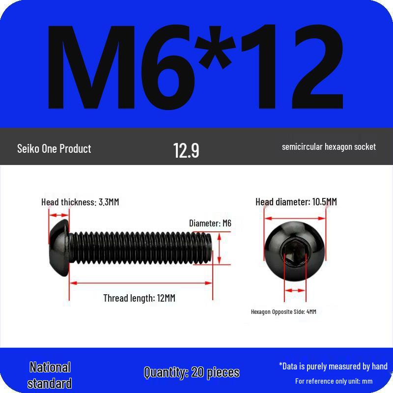 High-Strength 12.9 Pan Head Socket Cap Screws: M6, M8, M10, M12 Sizes
