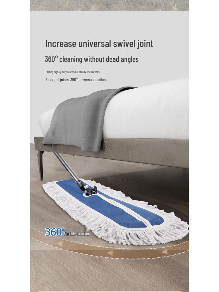Double Section Cotton Dust Mop with Stainless Steel Pole for Industrial & Hotel Cleaning