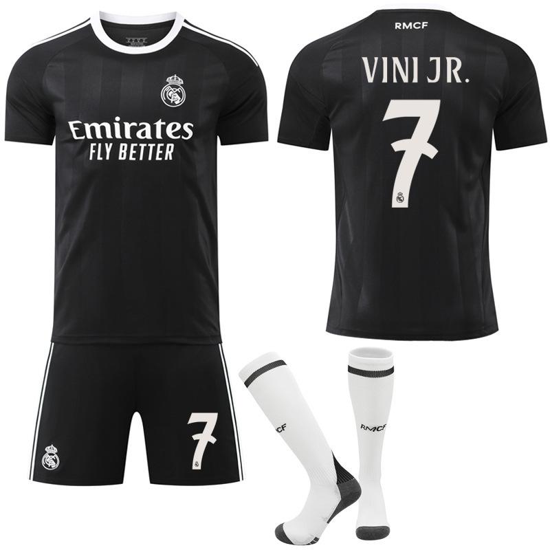 26 Real Madrid Goalkeeper Black Training No. 7 Ronaldo Jersey Vinicius 9 Mbappe No. 5 Football Jersey Suit