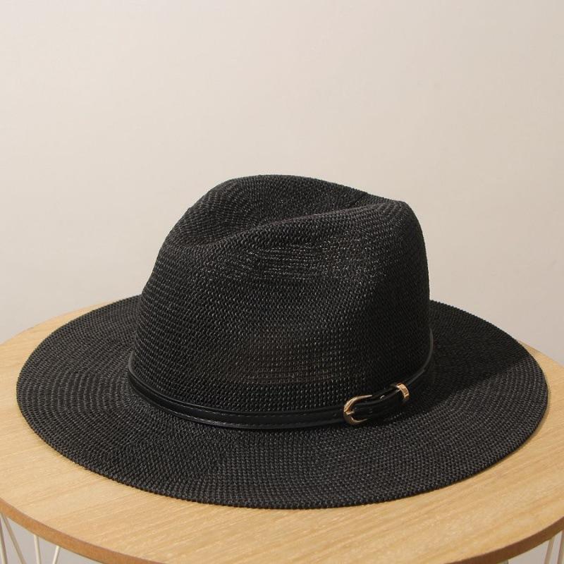 Classic Beige Panama Straw Hat Women's Casual Versatile Wide Brim Straw Hat Men's Summer Top Hat Sun Hat Women's