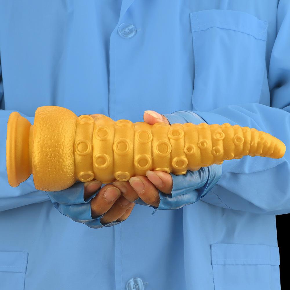 Extra Large Gold Silicone Threaded Vibrator Anal Plug Anal Diverter Dildo Sex Toy Realistic Penis Big Dick