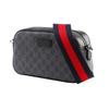 Gucci Vintage Logo Stripe Web Leather Logo Canvas And Leather Camera Bag Men Shoulder Bag Black Gray 574886-K5RLN-1095
