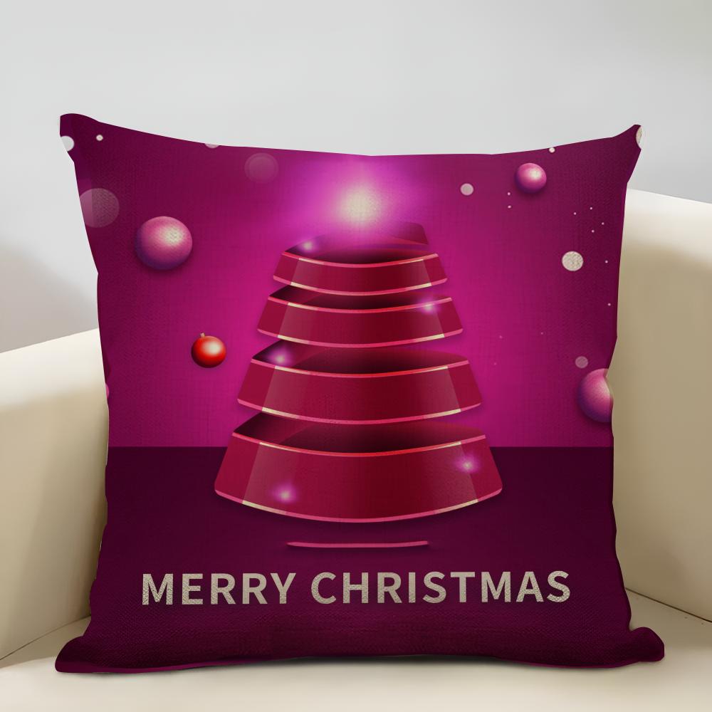 Merry Christmas Cushion Cover Household Decoration Linen Sofa Cushion Cover: Skin-Friendly & Breathable With Invisible Zipper