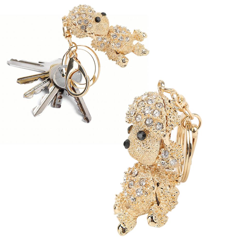 Rhinestone Keychain Unique Puppy Shape Design Rhinestone Keychain Ornament for Bag Car Pendant