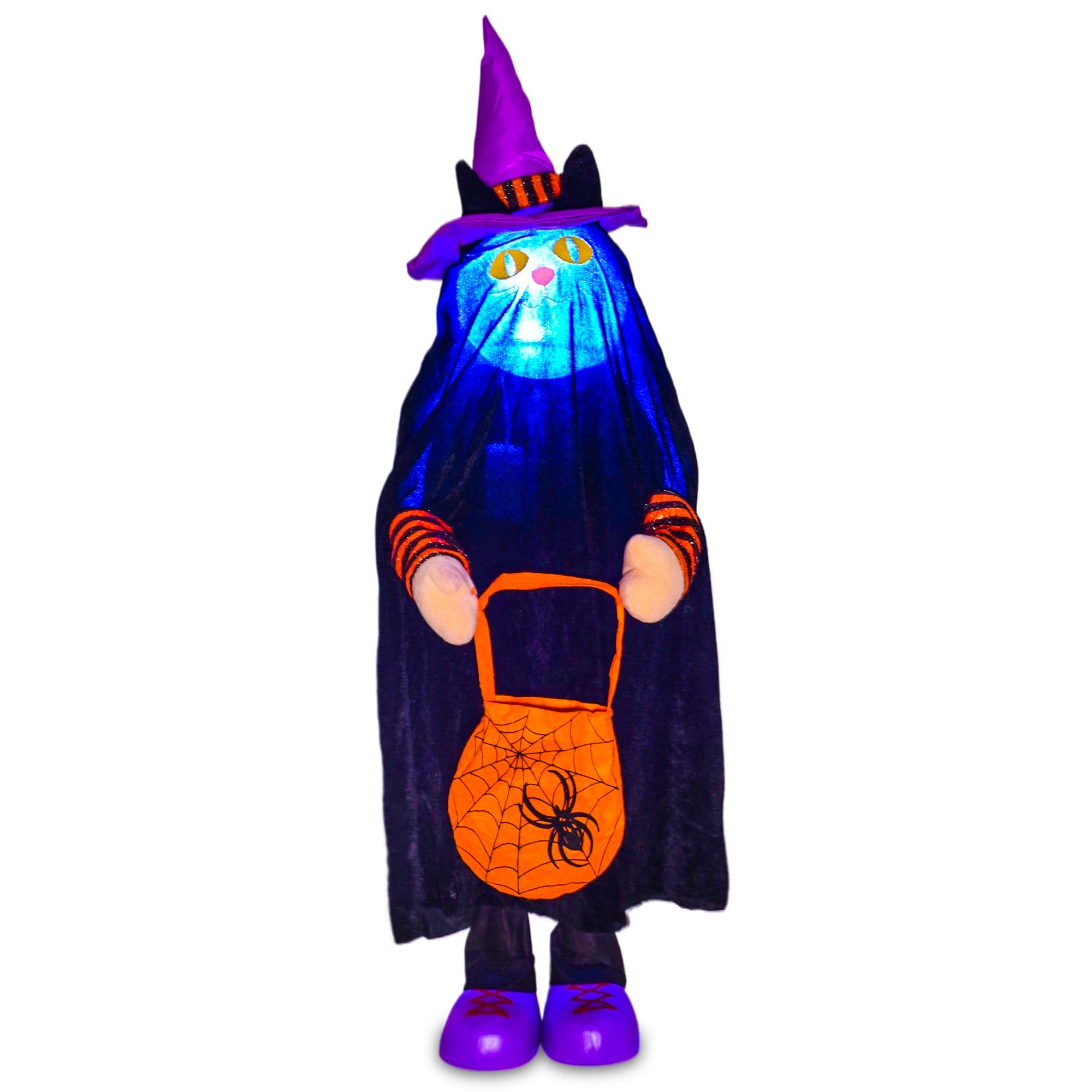 

37-дюймовая фигурка привидения для крыльца с подсветкой на Хэллоуин, набор для украшения дома и на улице в стиле «сладость или гадость» чёрный