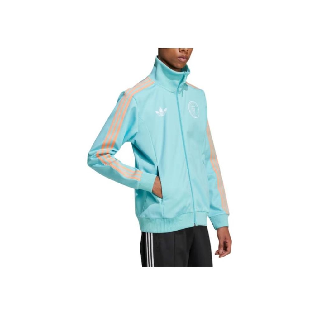 Adidas Originals Ss24 Inter Miami Cf Striped Comfortable Stylish Full Zip Retro Sports Stand Collar Jacket Men Jackets Mint-Green JJ1829