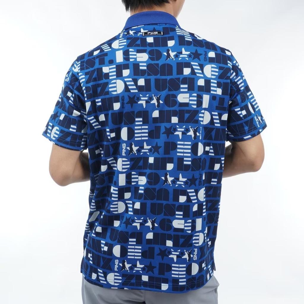 Ping Apparel Men's Short Sleeve Polo Shirt (USA Pattern Jacquard) / Golf / 621-4160313 110_Blue S