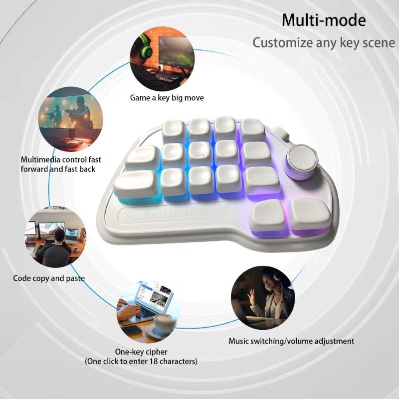 17 Key Hot Swappable Mechanical Number Pad with VIA Programmability USB wireds Connection and RGBs Backlit PBT Keycaps for Laptop PC