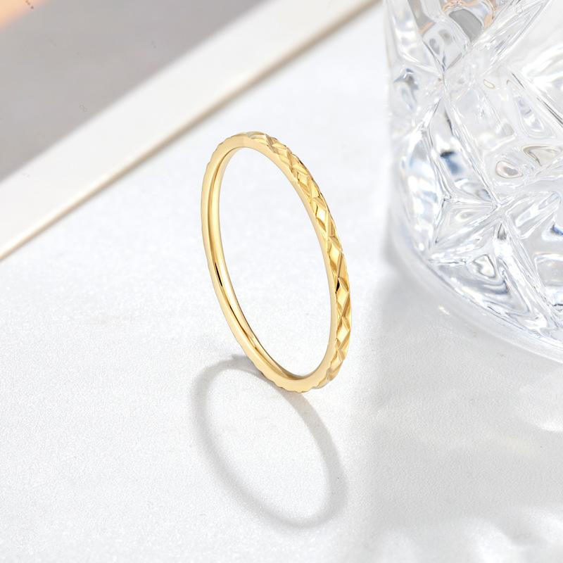 Rhombus Smooth Titanium Steel Ring Japanese and Korean Personality Ring Ins Women's Ring Stainless Steel