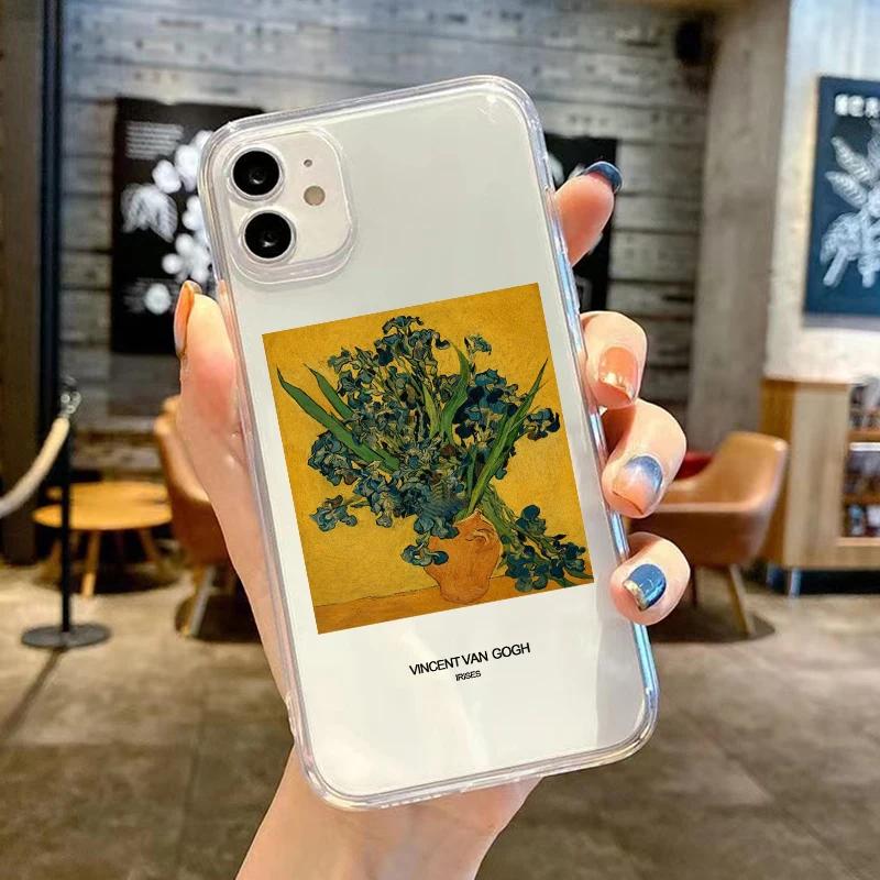 Retro Van Gogh Oil Painting Phone Case For iPhone 17 11 14 15 16Pro Max 12 Mini 13 7 16Plus 17E 16E Transparent Soft Cover Shell
