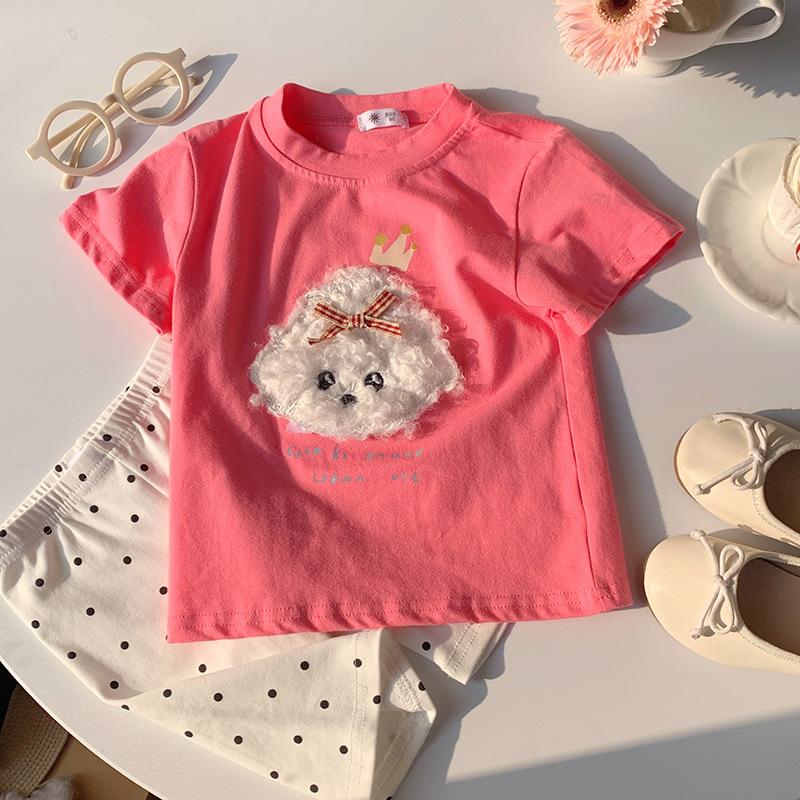 Boy And Girl Casual Short-sleeved T-shirt For Summer, Cute Plush Dog-style Children's Top