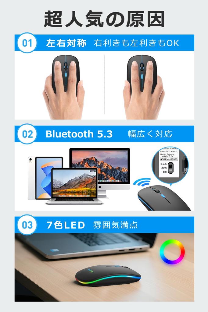 And Wireless Mouse with Bluetooth Quiet 3DPI Bluetooth Sleep Instant for and Compatible with and MacBook Ultra-Thin, Quiet, High-Sensitivity 5.3,