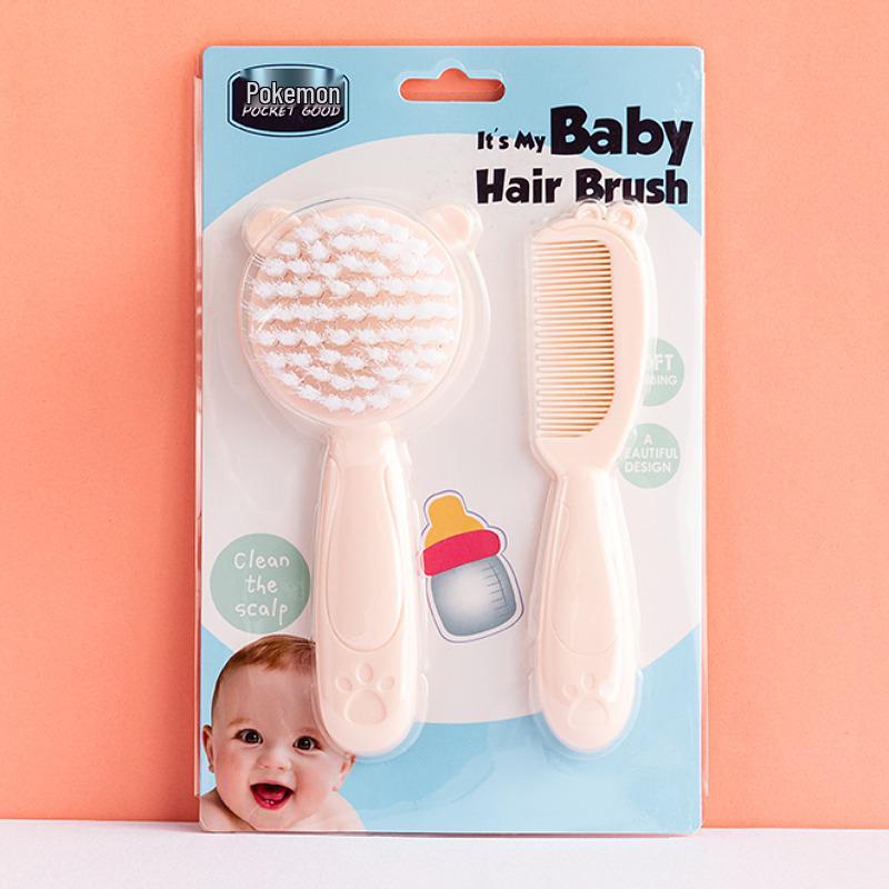 Nylon Soft Bristle Baby Cradle Cap Comb and Brush Set for Boys and Girls