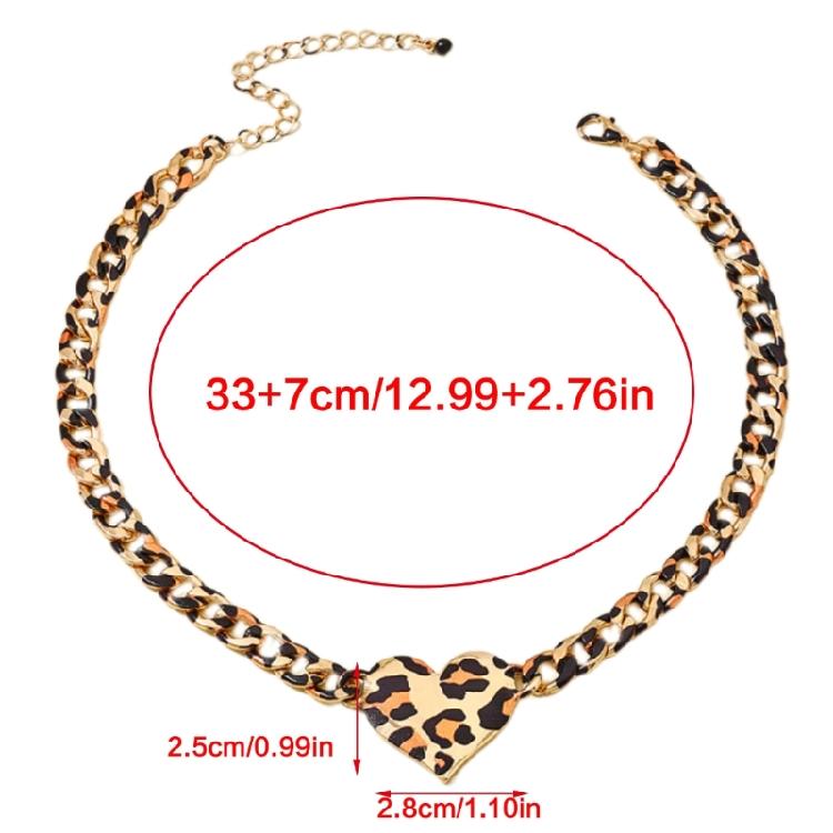 Stylish Leopard Heart Pendant Necklace Chain Necklace Handmade Necklace Alloy Texture Suitable for Party Everyday Wear