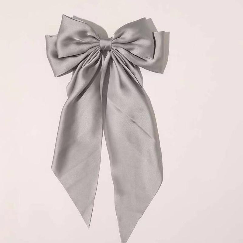 Large Bow Hairpin for Women Girls Summer Chiffon Big Bowknot Stain Bow Barrettes Solid Color Ponytail Clip Hair Accessories