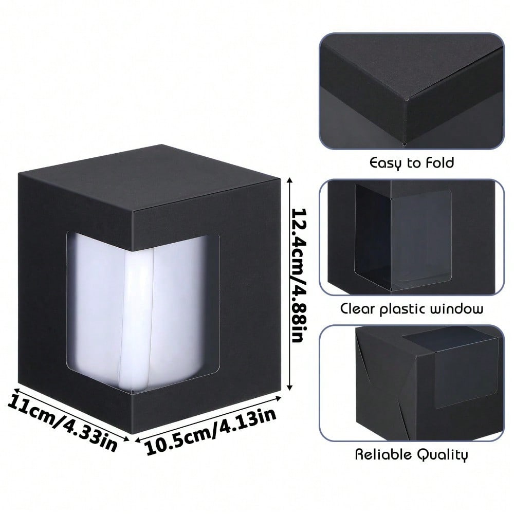 20pcs Coffee Mug Gift Boxes with Clear Window - 4.13x4.33x4.88'' - Perfect for 11oz, 12oz, 15oz Ceramic Cups