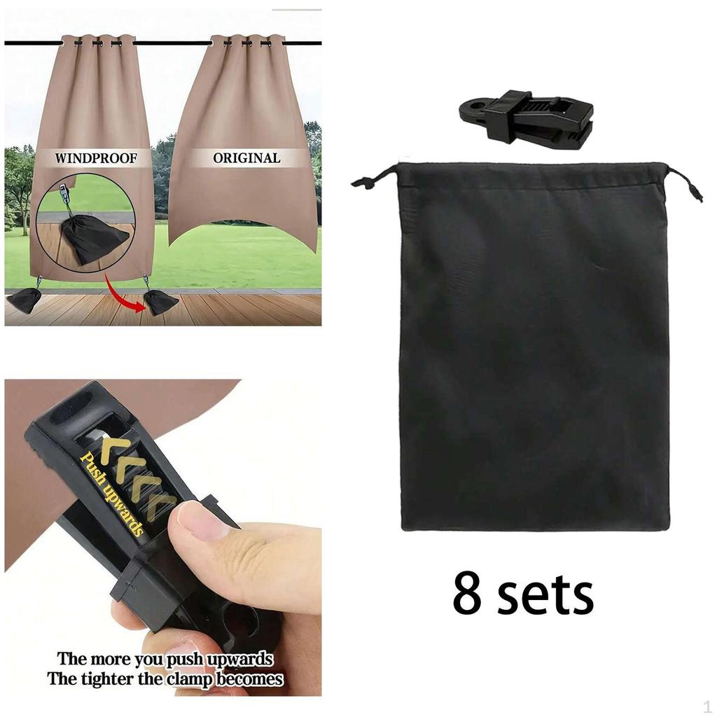 Curtain Bottom Windproof Weighted Bag Accessory for Porch, Terrace Adjustable with Strong Clips