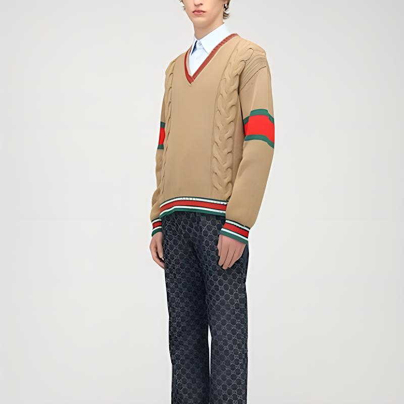 Gucci Sweaters Men's Multicolor V-neck Moderate 599210-XKA32-2602